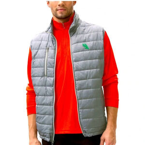 VANTAGE APPAREL Grey Men’s UNT North Texas Zip Up Puffer Vest MEAN GREEN